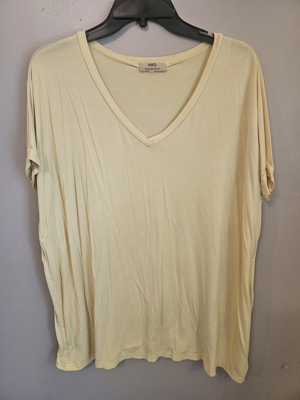 Piko 1988 Women’s V-Neck Short Sleeve Tee in Pale Yellow